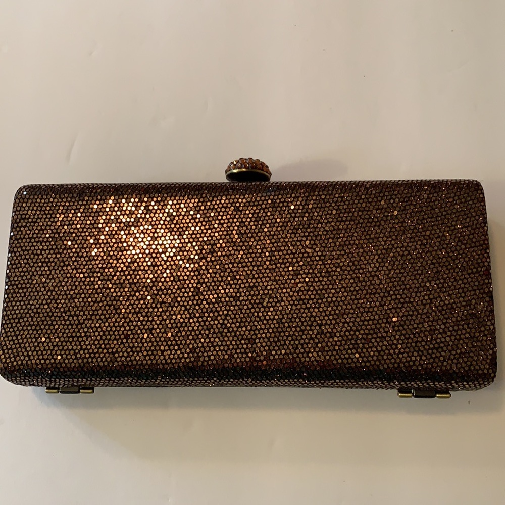 BRONZE SPARKLE GLITTER EVENING CLUTCH BAG 7” L